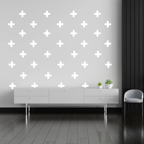 BugyBagy - Letrero blanco de 5 cm, 125 calcomanías de pared extraíbles para decoración de habitación de niños + decoración de vinilo (blanco mate)