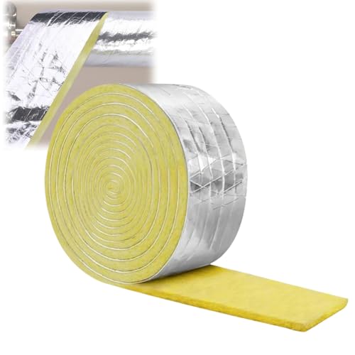 Aislante de lana de vidrio para tubos, rollo de 10 m, aislamiento térmico y acústico, fibra de vidrio (1 unidad)