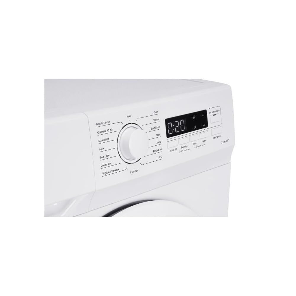 Lave-linge hublot CONTINENTAL EDISON CELL914IWS - 9 kg - Largeur 59,5 cm - Classe A - 1400 trs - moteur induction -Blanc