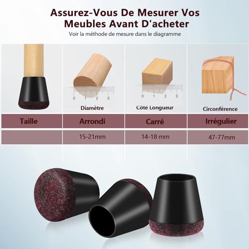 Protectores de suelo Vinabo para patas de silla de madera con silicona antideslizante 3