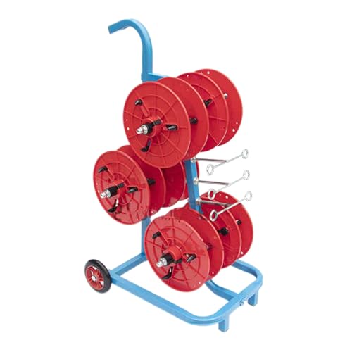 Carrito portacarretes de alambre robusto de 6 ejes de plástico resistente rojo 2