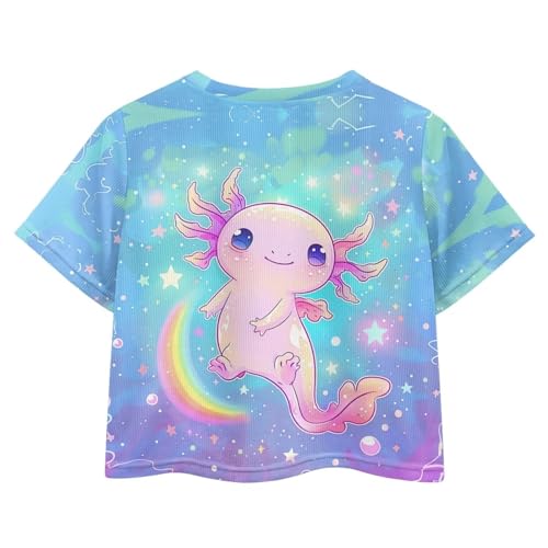 Image of Girls Summer Crop Top Outfits Short Sleeve T Shirts Kids Cute Clothes Tees Blouse