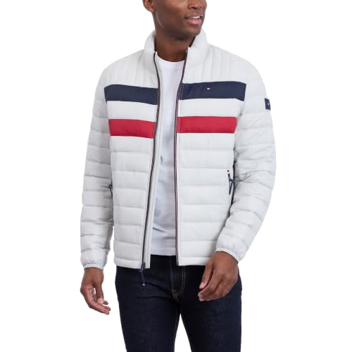 Image of Tommy Hilfiger Mens Embroidered Logo Puffer Jacket