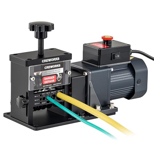 CREWORKS Pelacables Automático Máquina de Pelacable Electrica 25W pela Cables de Electricidad 1,5mm-17mm con 8 Canales para Reciclaje de Cobre