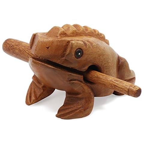 KEESIN Wooden Frog Musical Instrument Croaking Güiro Percussion Instrument Toy for All Ages(Large) Cover