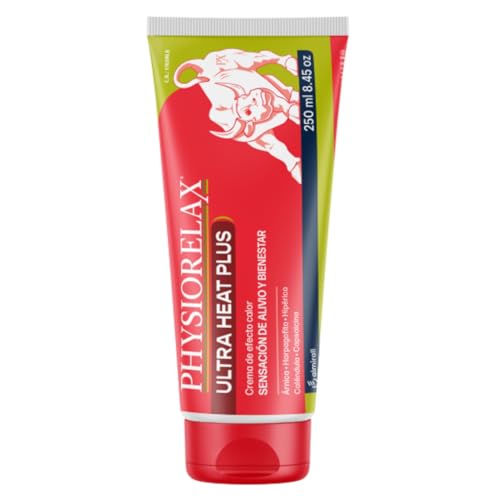 Physiorelax - Ultra Heat Plus, Crema Apta para Masaje, Efecto Calor, Para Esfuerzos Cotidianos y Antes del Ejercicio, con Árnica e Ingredientes de Origen Natural - 250 ml