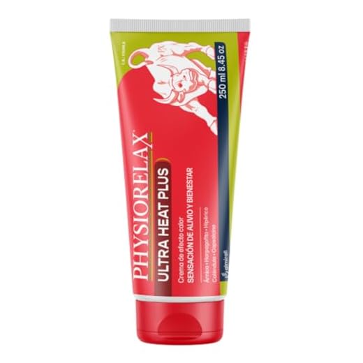Physiorelax - Ultra Heat Plus, Crema Apta para Masaje, Efecto Calor, Para Esfuerzos Cotidianos y Antes del Ejercicio, con Árnica e Ingredientes de Origen Natural - 250 ml