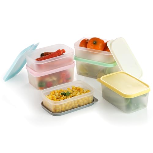 Image of Plastic Storage Food Containers with Lid Set of 12 (6x350ml & 6x250ml) Multicolor,BPA Free Food Grade Plastic Container,Microwave & Dishwasher Safe,Airtight Leak Proof,Lunch box for office