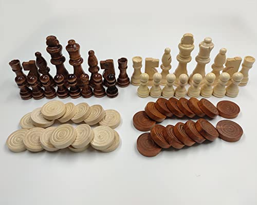 Juego de ajedrez y damas 2 en 1 piezas de madera 62 piezas miniatura 5
