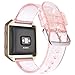 iiteeology for Fitbit Blaze Band, Frame Housing + Clear Glitter TPU Soft Accessory Small Large Band for Fitbit Blaze Fitness Watch Band Women - Band Pink/Silver + Frame Rose Gold