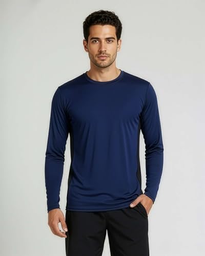 Image of Real Essentials 4 Pack: Men's Dry-Fit UV Moisture Wicking UPF 50+ SPF Sun Protective Fishing Hiking Swim Long Sleeve Shirt