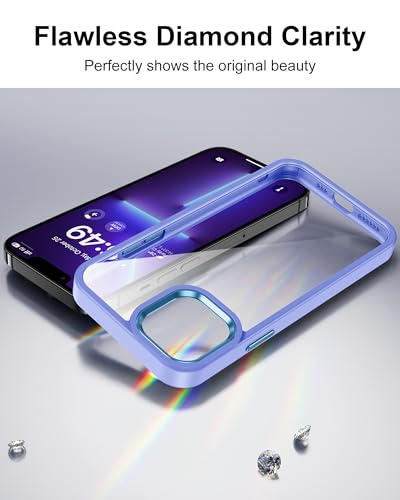 Image of HOOMIL Case for iPhone 13 Pro 6.1-Inch, Non-Yellowing, Drop Protection, Anti-Scratch Transparent Hard Back Phone Cover - Light Purple