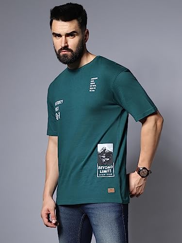 Image of HIGH STAR Men's Typography Applique Regular Fit T-Shirt