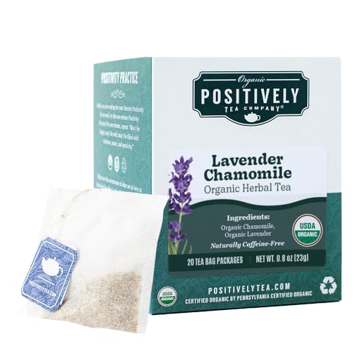Image of Organic Positively Tea Company, Lavender Chamomile, Herbal Tea Bags, 20 Count
