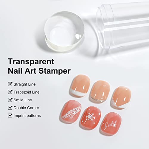 Sagebio Nail Art Stamper Clear Silicone Nails Stamping Jelly With Scraper Transparent Visible Body Diy Manicure Nail Art Tool For Diy Nail Decor French Nail Manicure #TOP1