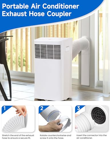 Image of Flexible Portable Air Conditioner Hose Kit, 5.9'' Diameter Counterclockwise AC Exhaust Hose Length to 80 inch with Adapter, Portable AC Vent Hose for Portable Air Conditioner