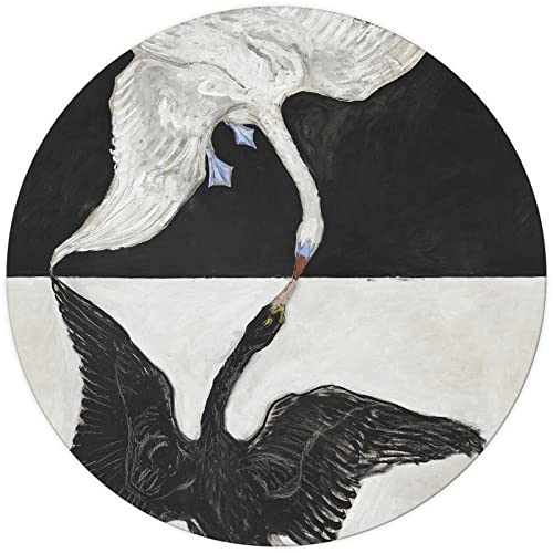 Tapis de Souris avec Art Motif Rond pour Femme pour Bureau/Domicile/Gaming ,Taille : 200 x 200 mm Mouse Pad Mat Multifonction pour Jeux for Games Confort Animal (Hilma AF Klint - Le Cygne n°1) Cover