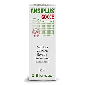 Ansiplus Gocce | Integratore Alimentare | Passiflora | Valeriana | Escolzia | Biancospino | Per Favorire il Rilassamento Fisiologico e Controllare l’ansia e lo Stress | Flacone 30 ml | Stardea