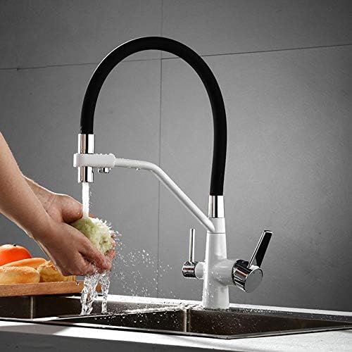 Toque de cocina de 3 vías con filtro de agua Sistema de ósmosis inversa universal 360 ° Spout Spout Multi Function Mixer en instalación de fregadero Diseño de silicona duradero LWX
