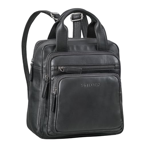 STILORD 'Maple' Kleiner Rucksack Damen Leder Tagesrucksack Mini Rucksack-Tasche Vintage Damen-Rucksack Klein Cityrucksack Lederrucksack Damen Echtleder Backpack Daypack, Farbe:schwarz