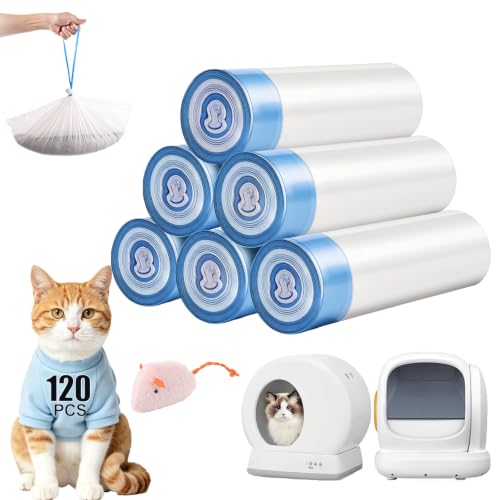 120 Count Drawstring Cat Litter Bags Compatible with MW-SC01/SC02/SC09/LR01