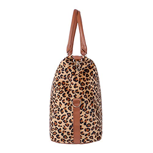 Geechen Weekender Bag for Women - Travel Cute Overnight Duffle Bag with Straps (Leopard)