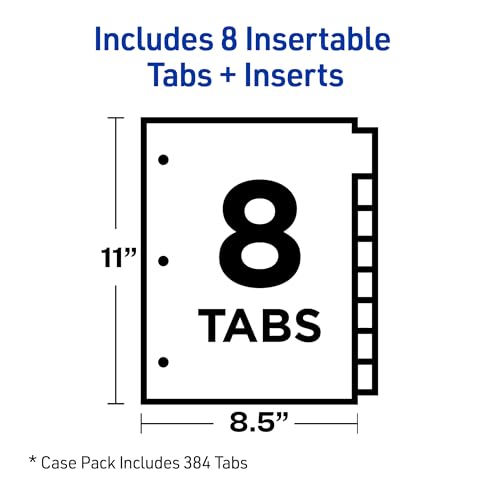 Avery 11111 8-Tab Binder Dividers, Insertable Multicolor Big Tabs, 1 Set thumb #4