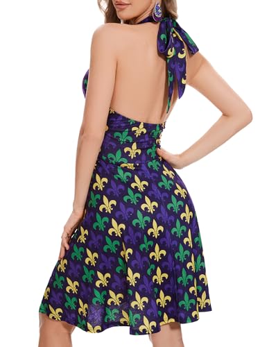 Image of Women's Summer Sundress- 2025 Sexy Halter Sleeveless Spring Boho Elastic Waist Ruffle Mini Dress