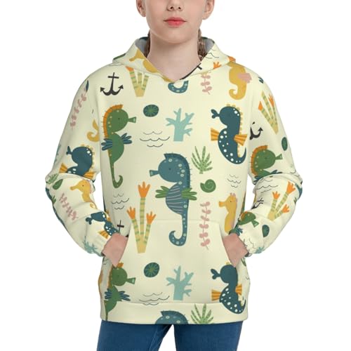 Seahorse Kid Hoodies Boys Sweatshirts Girls Pullover with Pocket