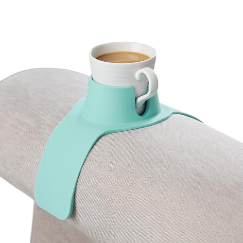 HIT PRODUCTS CouchCoaster® - Armrest Couch Cup Holder in Limited Edition Soft Teal - A Weighted, Silicone, Anti Slip Coaster Stops Spills On Your Sofa, Armchair Or Recliner & Keeps Drinks in Reach