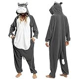 Wishliker Unisex Adult Onesie Cat Costume Halloween Christmas Cosplay Animal Cartoon Pajamas