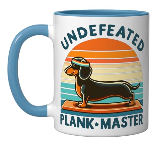 Taza de cerámica Wiener Dog diseño deportivo azul/blanco miniatura 1
