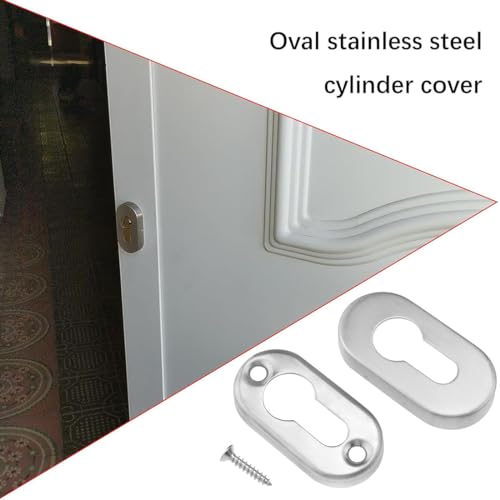 OQKAHIV 4 pcs Schlüsselrosetten aus mattem Edelstahl für Profilzylinder-Ovale: Türrosette-Set für Innen- und Außentüren, inklusive Abdeckungen für das Schlüsselloch, Silberfarben und elegant