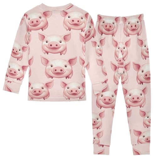 Pajama Sets Long Sleeve Pig Pink Pattern Print Soft Comfy Sleepwear 2 Piece PJS 3-8T3