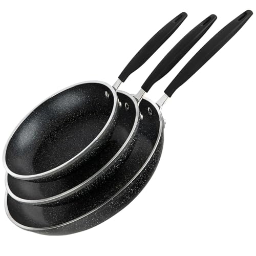 Image of For Granitestone 3 Pack Nonstick Frying Pan Set 8”,10” & 12” w/Rubber Grip Handles