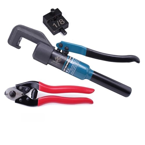 Muzata 20 Pairs Cable Railing Kit CK07 Bundle Custom Hydraulic Crimper Tool CK12