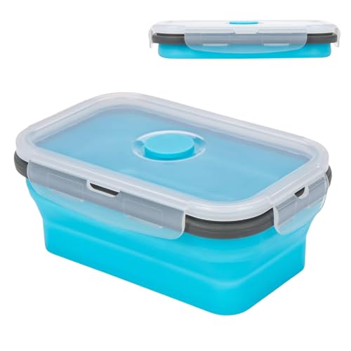 Boîte de Conservation Alimentaire Pliable en Silicone 800ml - Lunch Box Rectangulaire Gain de Place pour Rangement Frigo, Boîte à Jambon et Charcuterie, Compatible Micro-ondes et Lave-Vaisselle
