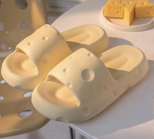 Women’s Platform Slippers Beach Shower Sandals Cute Cheese Design Indoor Outdoor Slippers Versatile House Shoes 20253