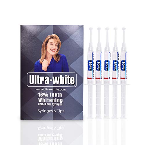 The Best Teeth Whitening Gel - Ultra White Pharmaceutical Grade 16% System for Whitening Only One Hour a Day- Large 5 Syringe-#1 Brand Prescribed By Cosmetic Dentists by Ultra White
