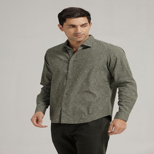 Image of BASICS Cotton-Linen Blended Men's Shirt | Slim Fit | Everyday Smart Casual Wear | Full Sleeve