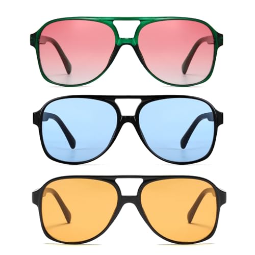 Image of Freckles Mark Vintage Retro 70s Sunglasses for Women Men Classic Large Square Aviator Trendy Glasses