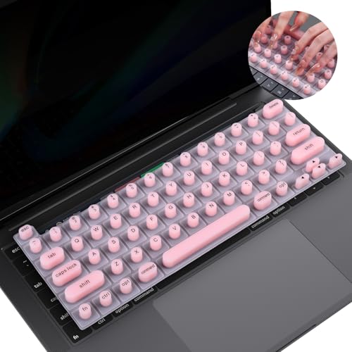 Keyboard Cover for Long Nails, Compatible with MacBook Pro 14 16 inch, MacBook Air 13 15 inch, Raised Keyboard Cover Skin for Long Nail Art Typing, Pink