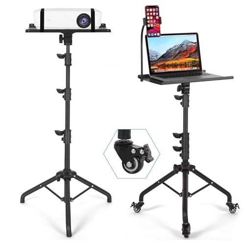 Image of Wheel Projector Stand, Laptop Notebook Tray, Projector Tray Platform Holder Pallet for Tripod Stand Mount, Widely Use in Meeting Rooms, Studio, Outdoor, Classrooms, Stage