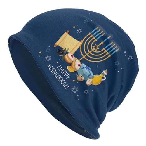 ertquji Happy Hanukkah Jewish Chanukah Holiday Beanie for Women Men Cancer Headwear Cap Turban Knit Hats Gifts Accessories Green