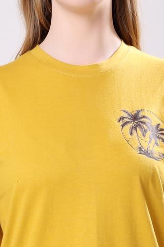 Image of London Hills Women's Cotton Oversized Fit Tshirt |Printed Oversized t Shirts Longline Drop Shoulder Boho Style T-Shirt