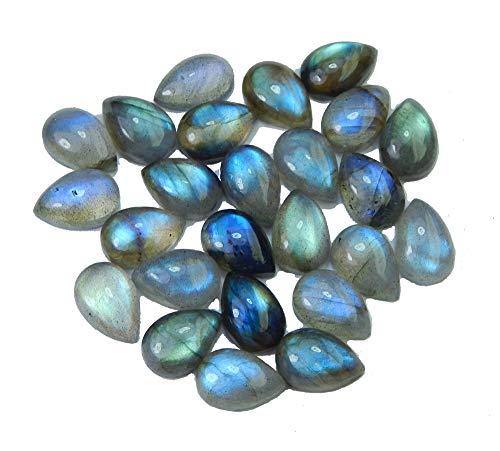 Myhealingworld MHW0161 Natural Calibrated 8X12Mm Pear Shape Blue Fire Labradorite Cabochon Loose Gemstone 5Pcs Box thumb #2