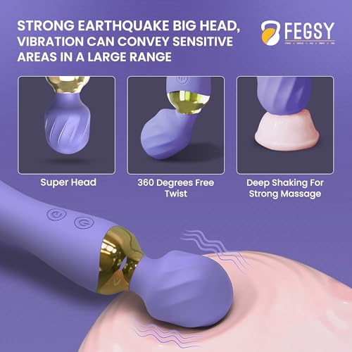 Image of FEGSY Dual Heads Massager Machine for Pain Relief, Rechargeable Wireless Body Massager with Medical Grade Silicone (Purple)