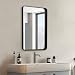 ANDY STAR Black Rectangular Wall Mirror | 24x36x2'' Contemporary Stainless Steel Metal Frame Rounded Corner 2'' Deep Set Design for Bathroom