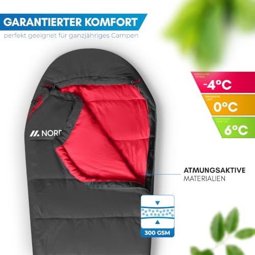 NORDMUT® Schlafsack Erwachsene – kleines Packmaß & Ultraleicht (900/1500g) – 3-Jahreszeiten (250 GSM) & Sommerschlafsack (100 GSM)… – Ansicht 4