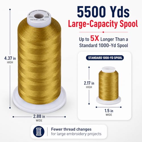 Image of Simthread 5500Yds /5000M 40WT Polyester Embroidery Thread Russet Brown 330 | High-yardage 5000M spool offers smooth feeding and stable 40WT polyester thread for home and commercial embroidery machines.